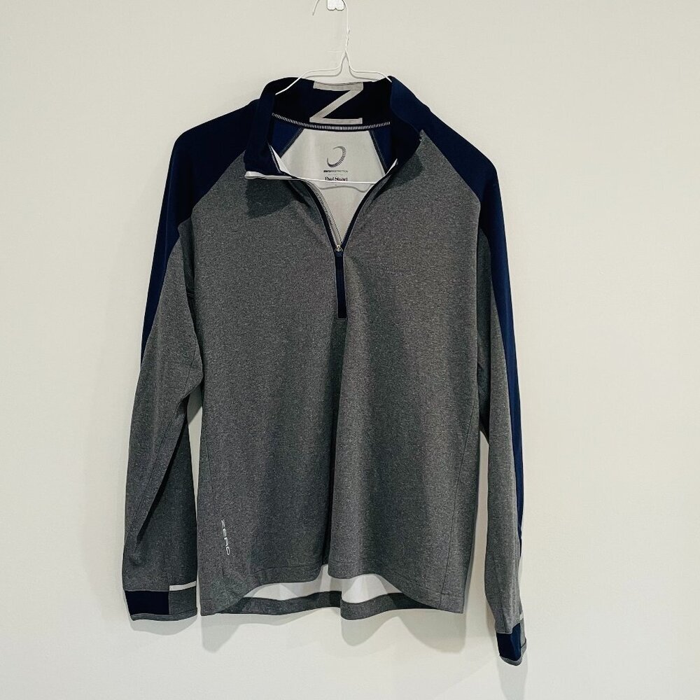 Paul Stuart Blue and Dark Grey Half Zip Up Sweater Size M
